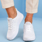 Orthopedic Mesh Running Sneakers - Breathable Knit Pattern & Contrast Trim