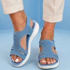 Orthopedic Knit Platform Sandals - Cutout Design & Slingback Strap