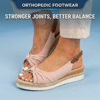 Orthopedic Knot-Front Espadrille Wedge Sandals - Ankle Buckle Strap