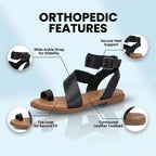 Orthopedic Suede Ankle-Wrap Gladiator Sandals - Wide Buckle Strap