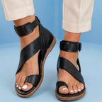 Orthopedic Suede Ankle-Wrap Gladiator Sandals - Wide Buckle Strap