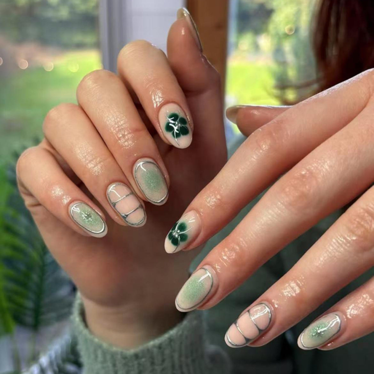 Handcrafted Holographic Nail Set 10 Pieces
