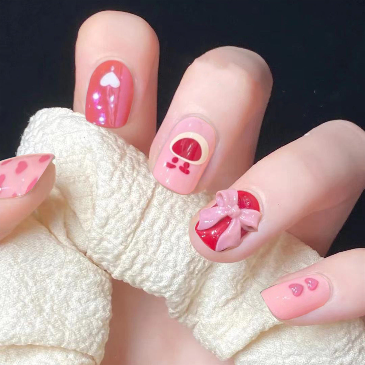 Pearl Fake Nails Set 10 Pieces