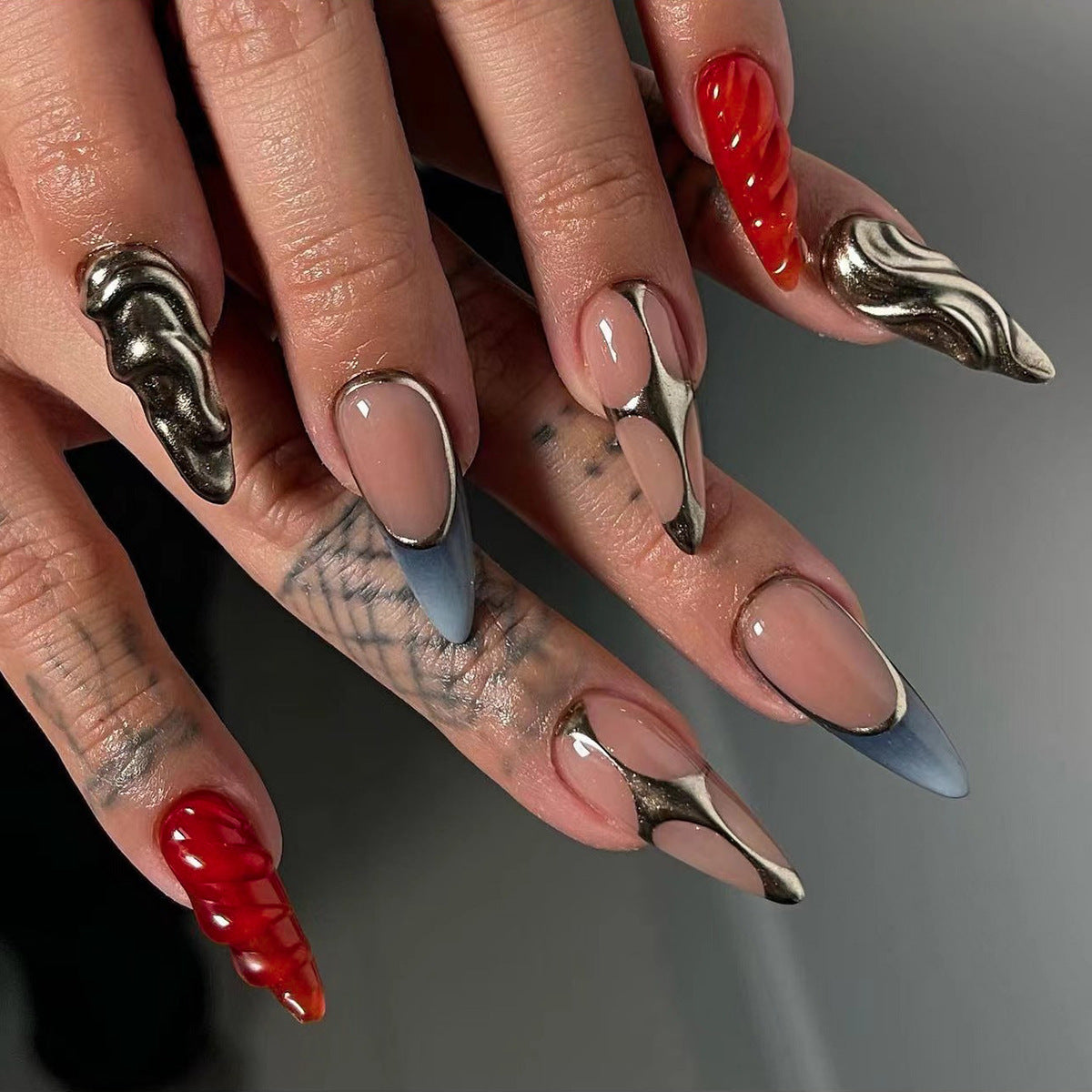 Floral Fake Nails Set 10 Pieces