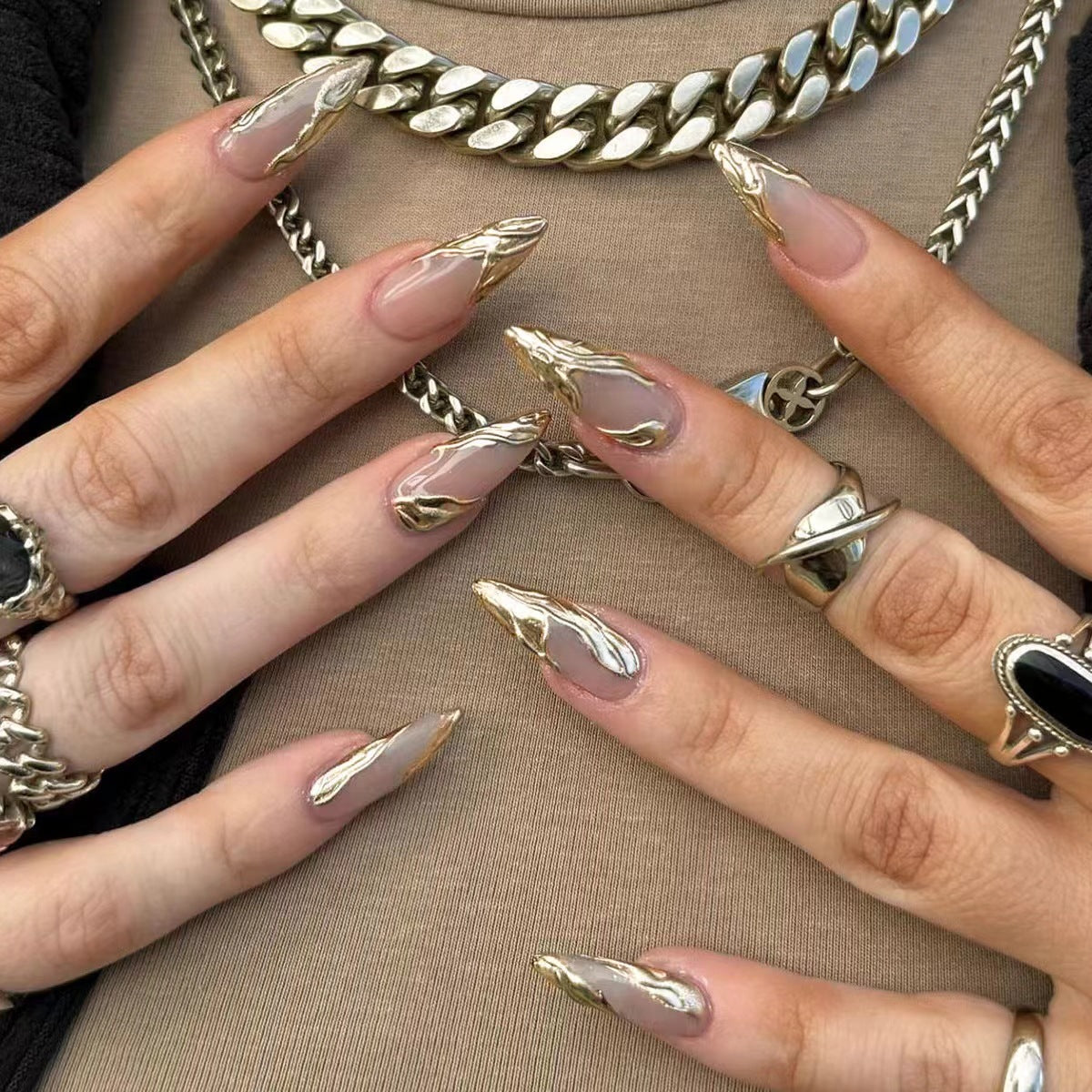 Crystal Fake Nails Set 10 Pieces