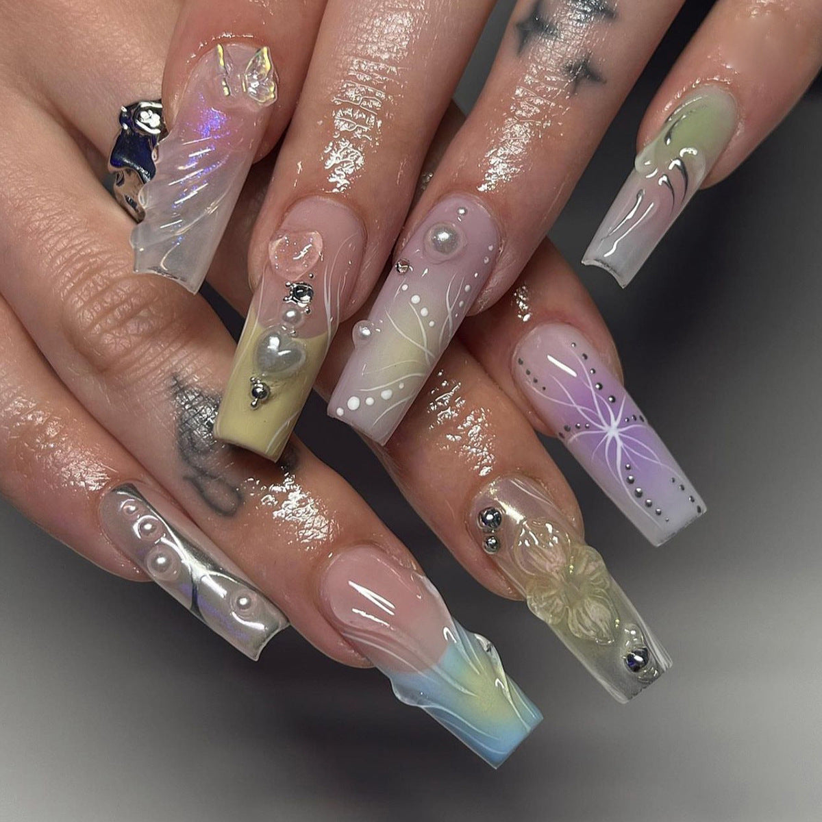Ombre Fake Nails Set 10 Pieces