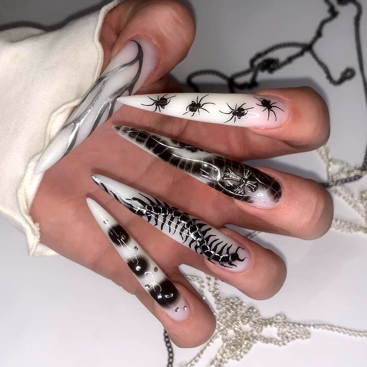 Stunning Marble Nail Set 10 Pieces