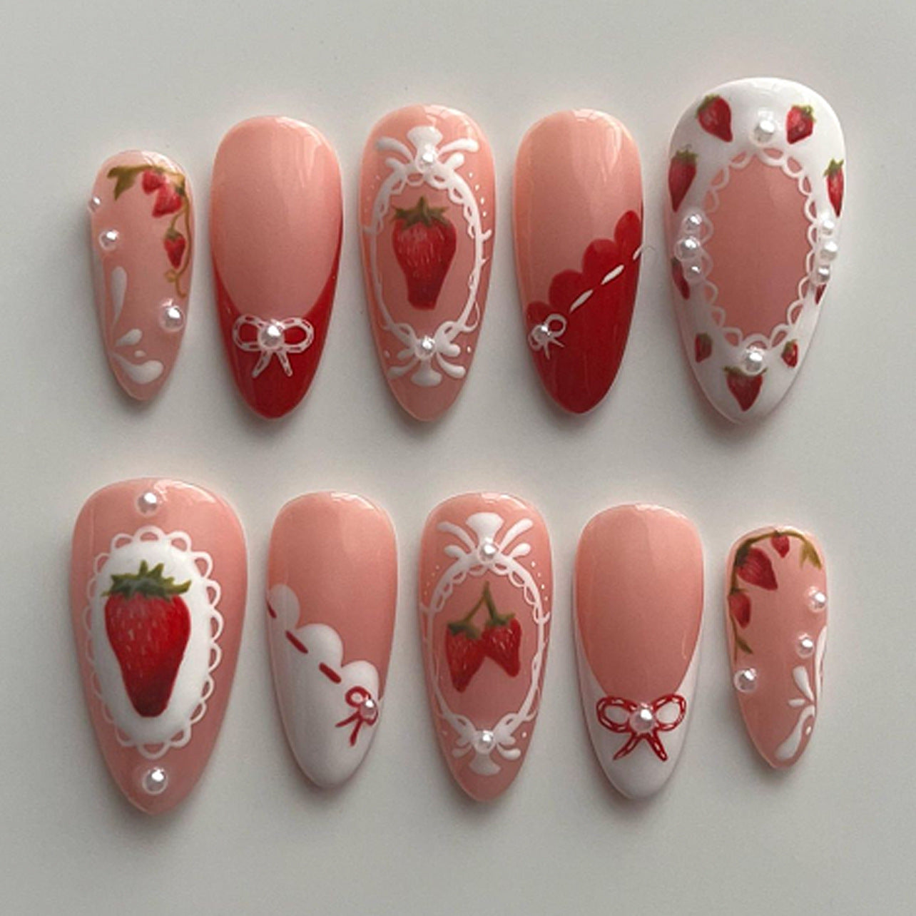 Handcrafted French Nail Set 10 Pieces