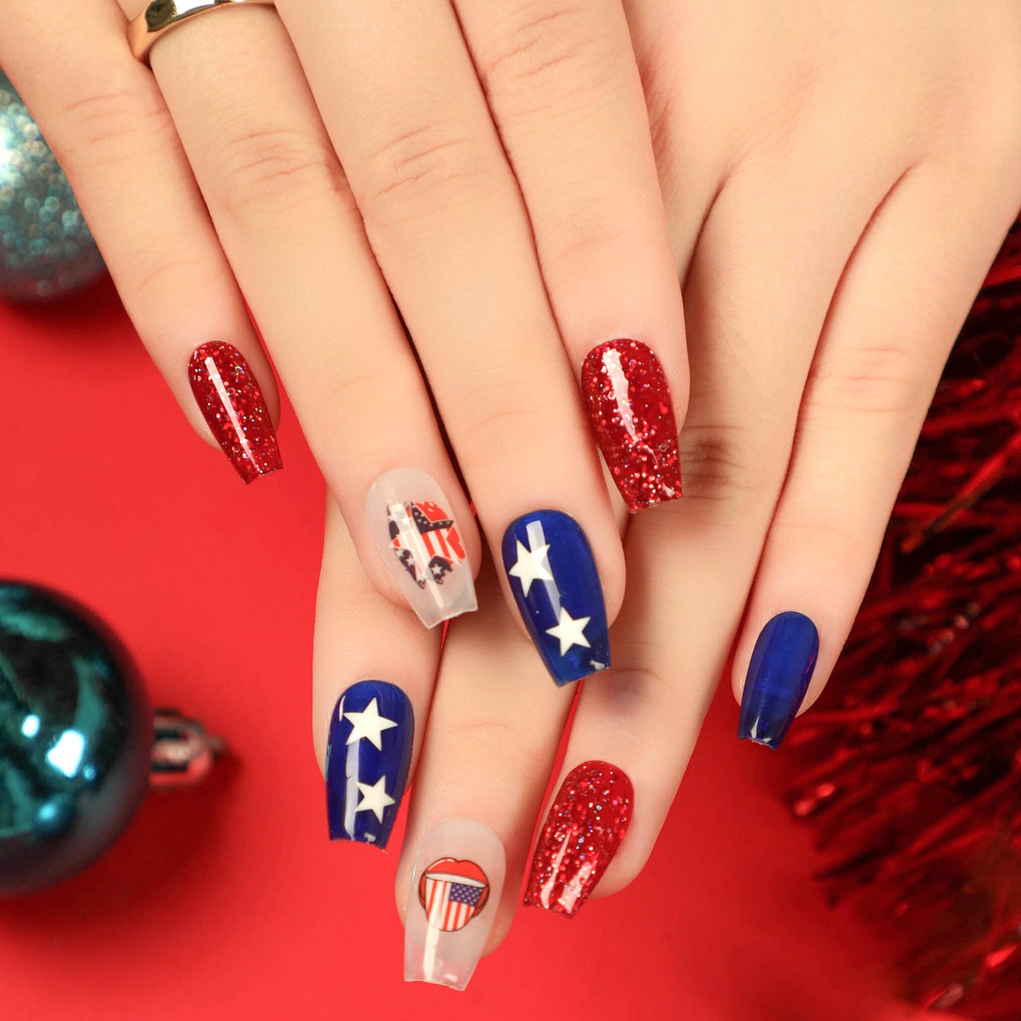 Summer Fake Nails Set 10 Pieces