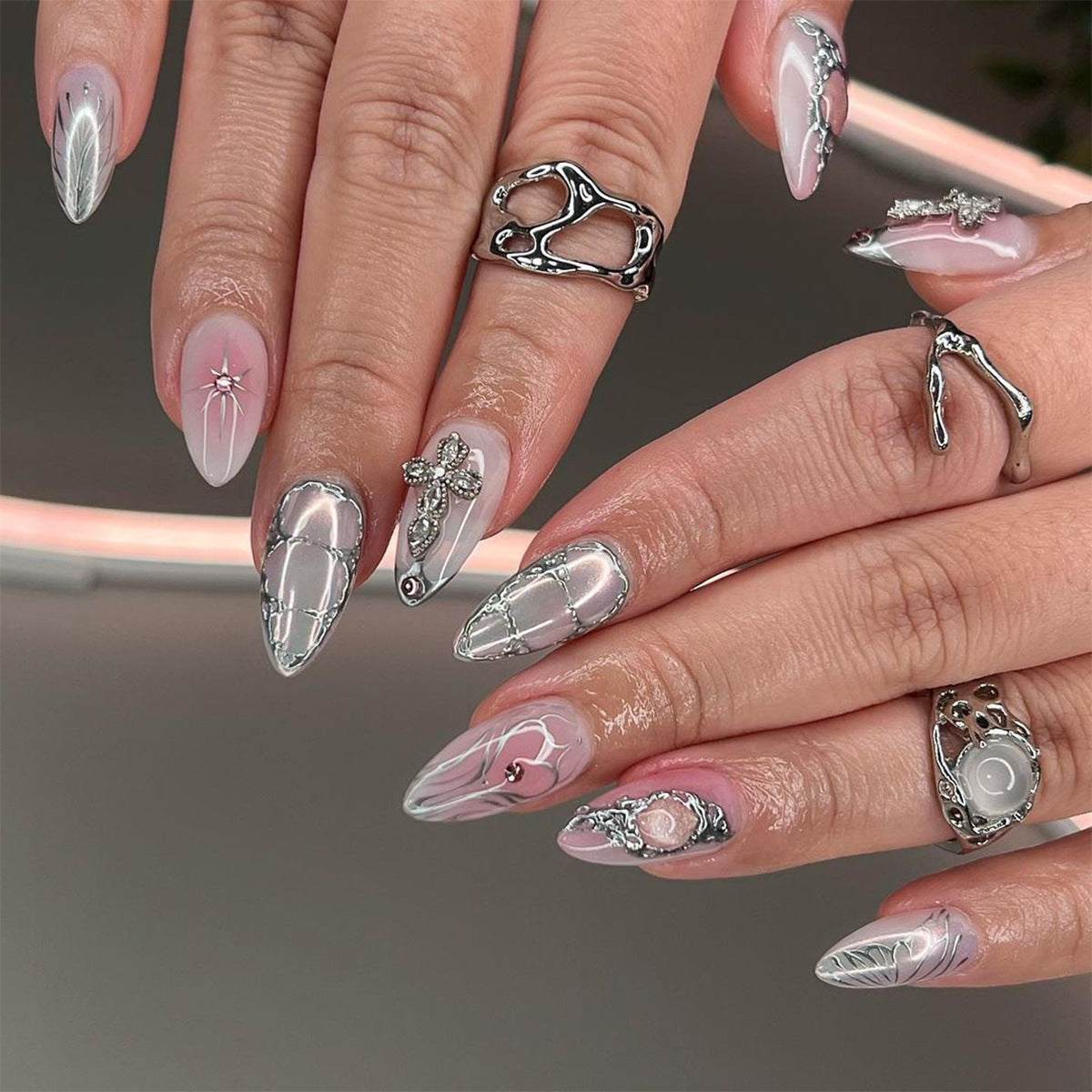 Valentine Fake Nails Set 10 Pieces