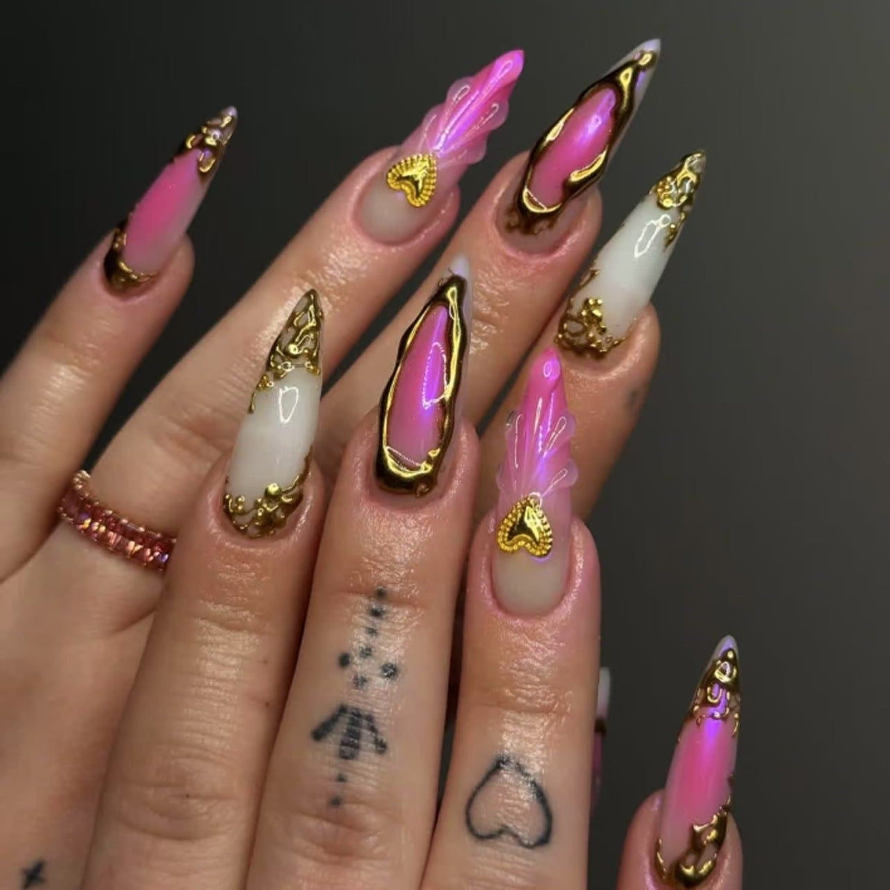 Floral Fake Nails Set 10 Pieces