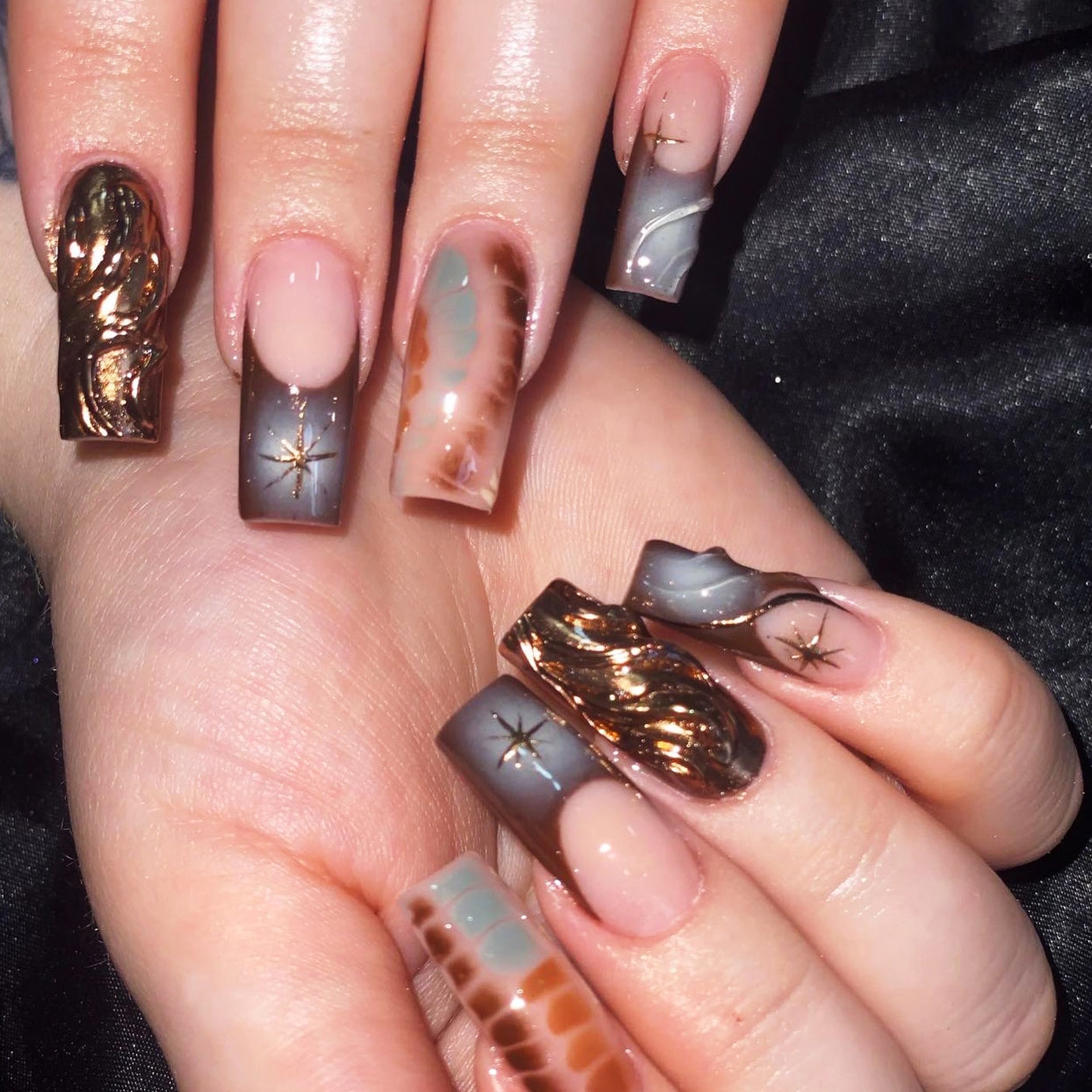 Marble Designer Nail Set 10 Pieces
