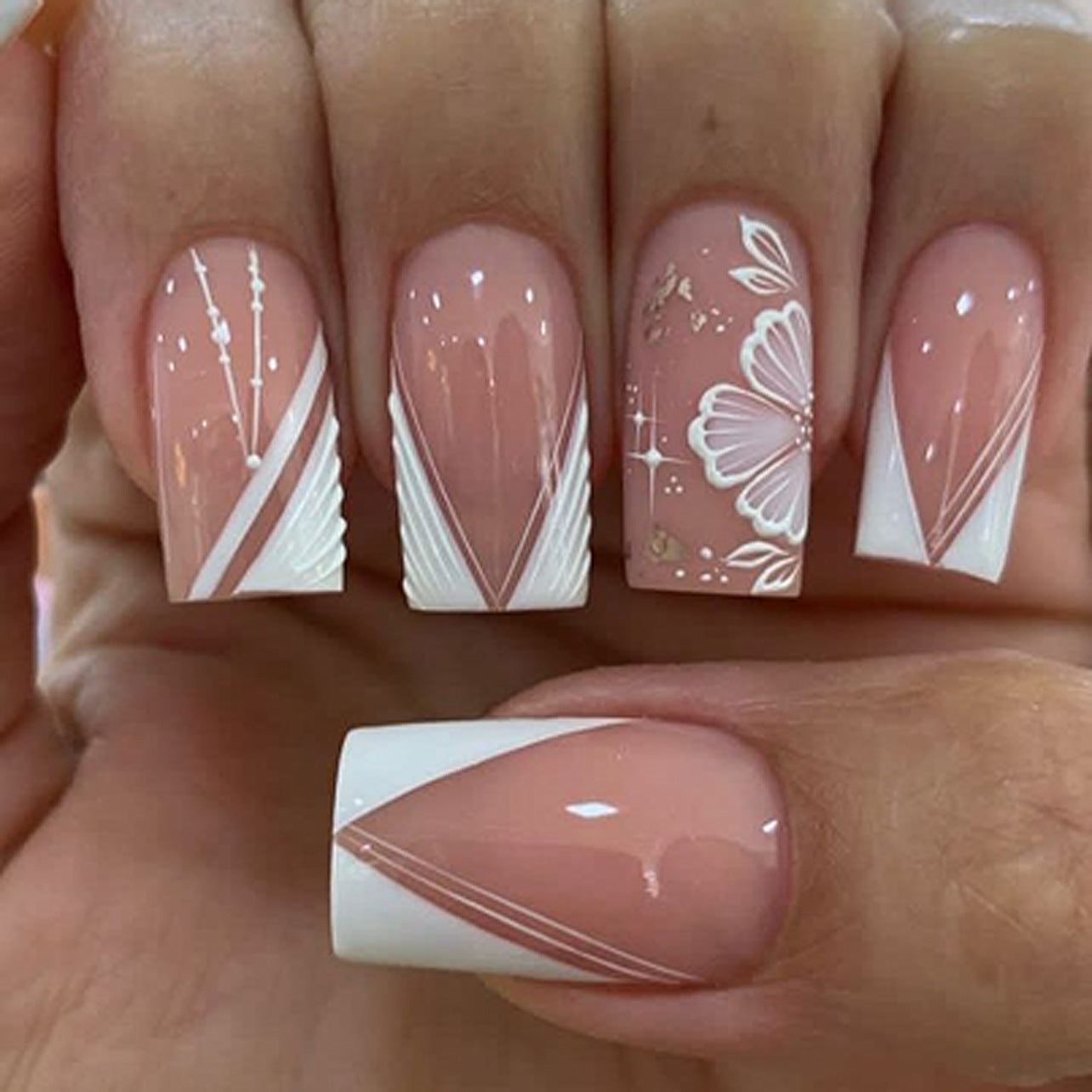 Stunning Marble Nail Set 10 Pieces