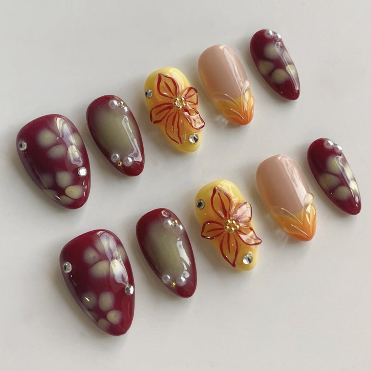 Handcrafted Spring Nail Set 10 Pieces