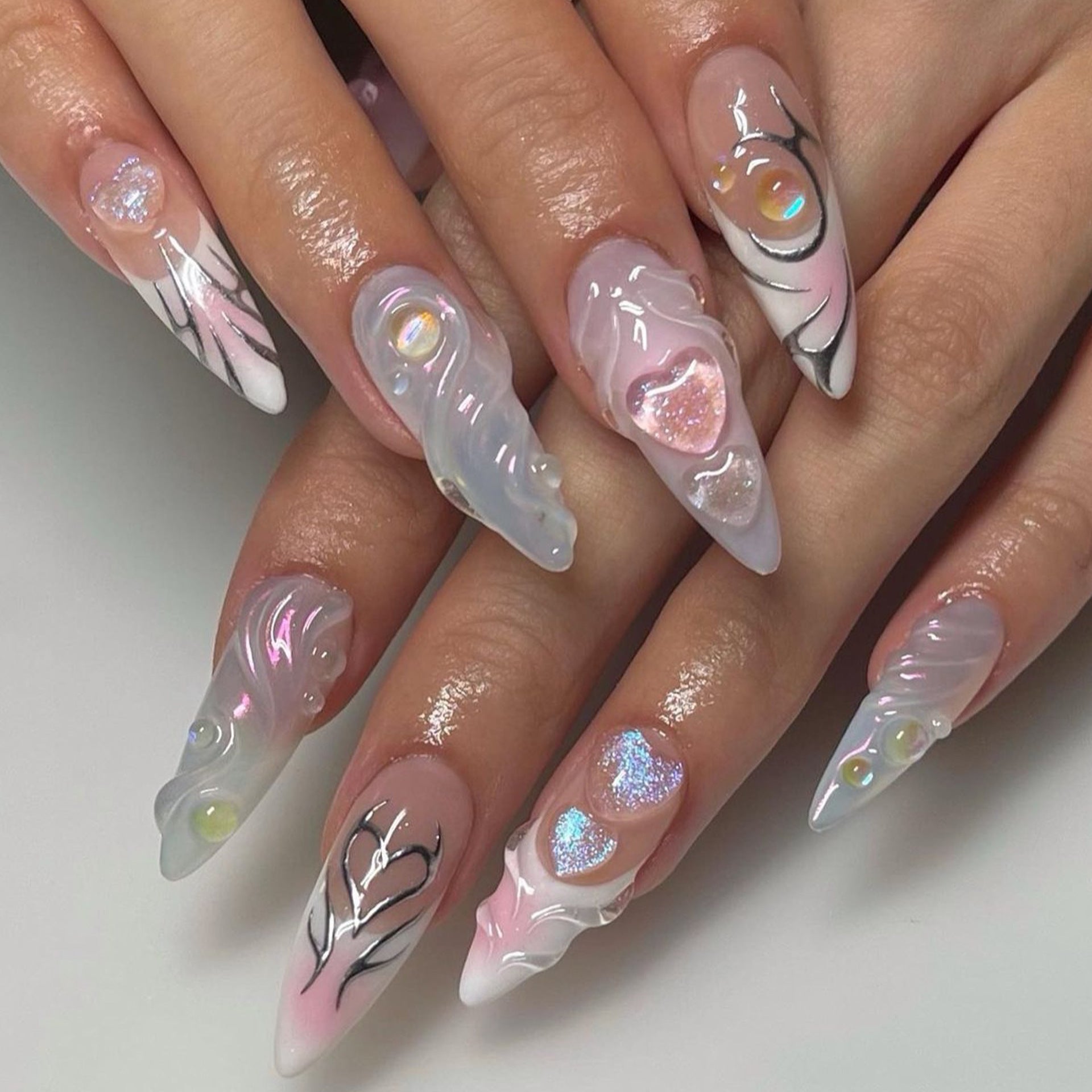 Beautiful Abstract Nail Set 10 Pieces