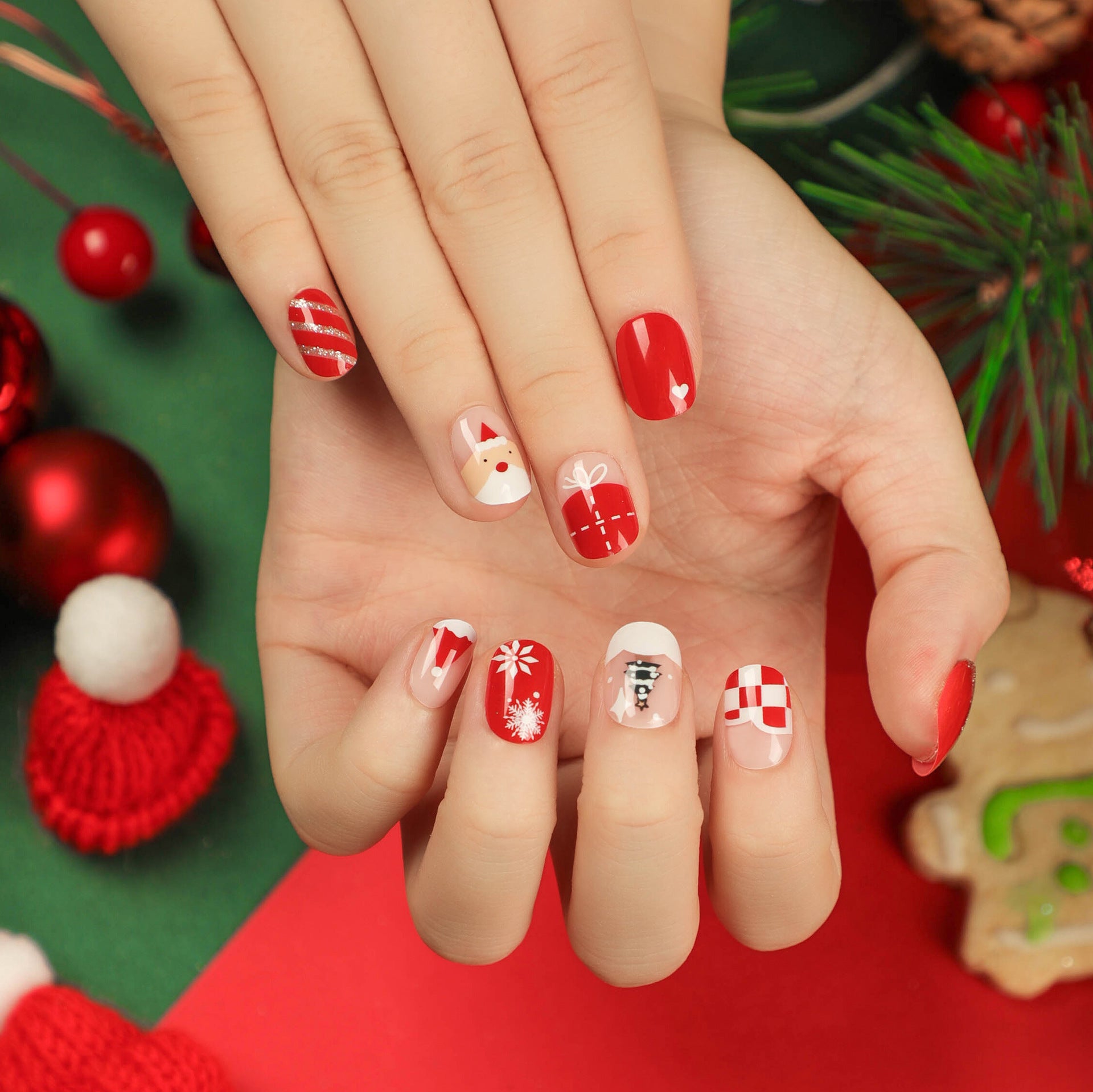 Winter Fake Nails Set 10 Pieces