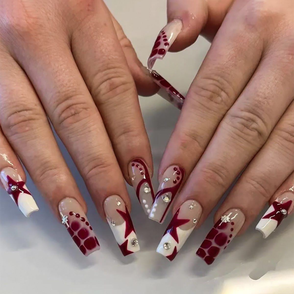 Abstract Fake Nails Set 10 Pieces