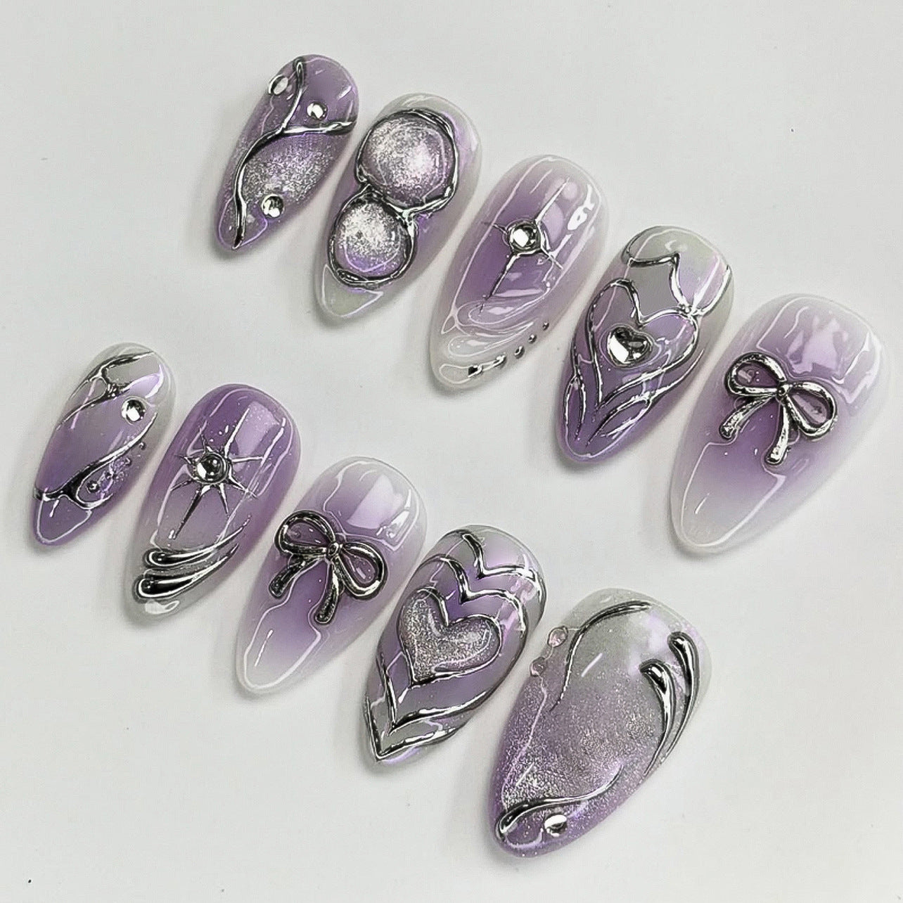 Glossy Designer Nail Set 10 Pieces