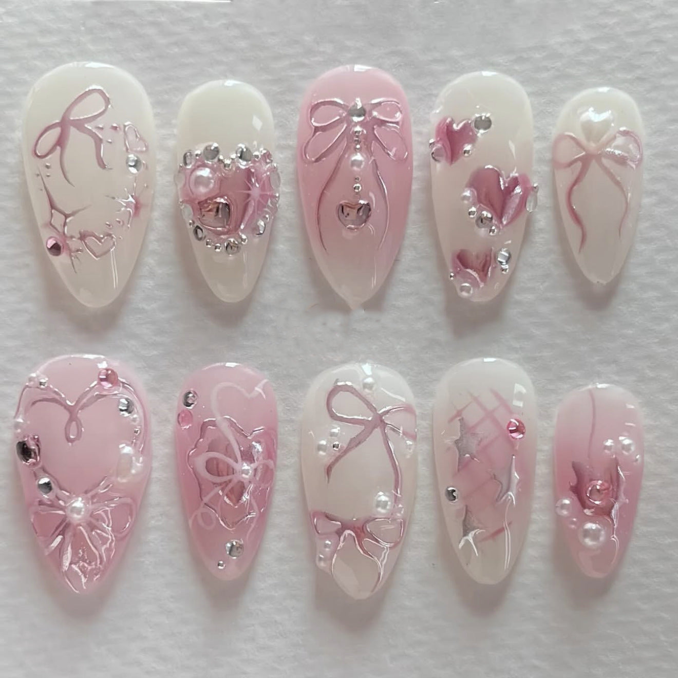 Crystal Designer Nail Set 10 Pieces