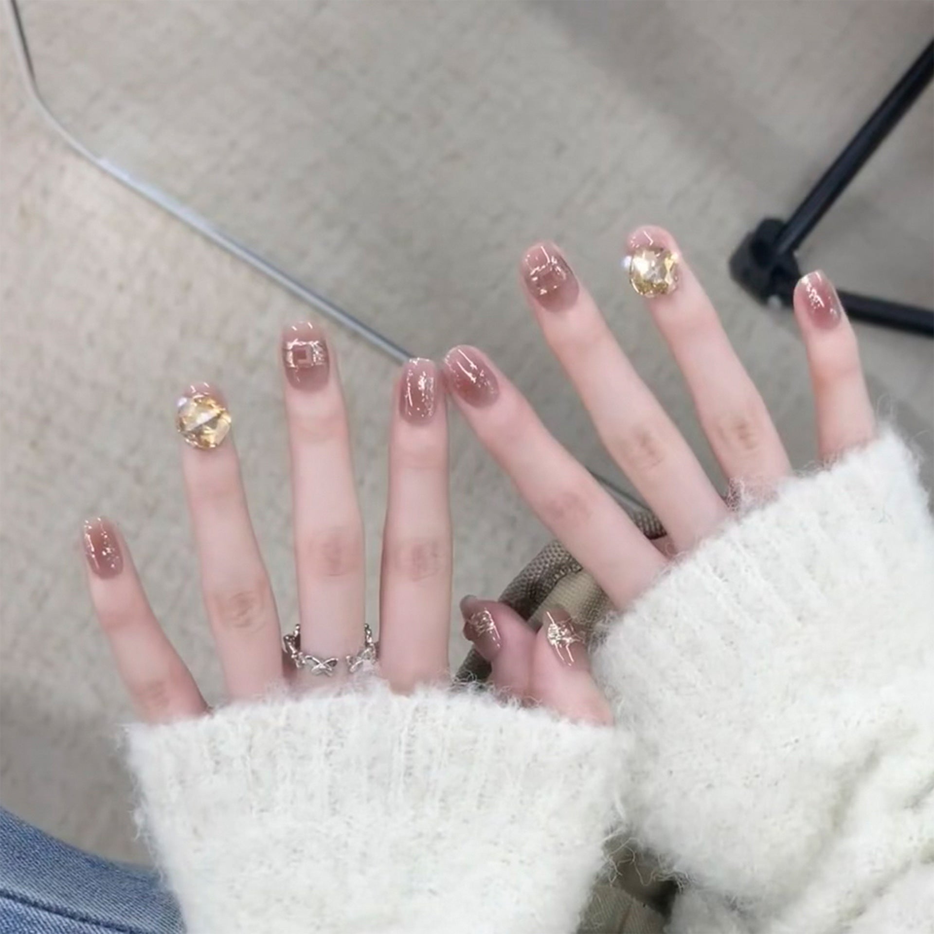 Handcrafted French Nail Set 10 Pieces