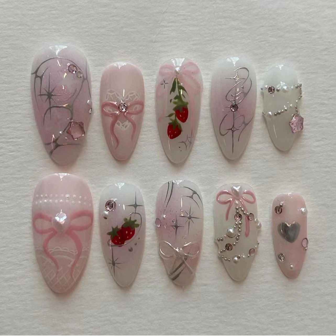 Stunning Glitter Nail Set 10 Pieces
