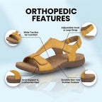Orthopedic Leather Ankle-Strap Sandals - Contoured T-Bar Cork Footbed