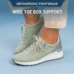 Orthopedic Suede Platform Sneakers - Perforated Design & Metallic Heel Counter