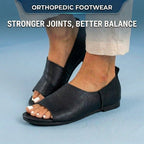 Orthopedic Leather Peep-Toe Wedge Slides - Wide Strap Design