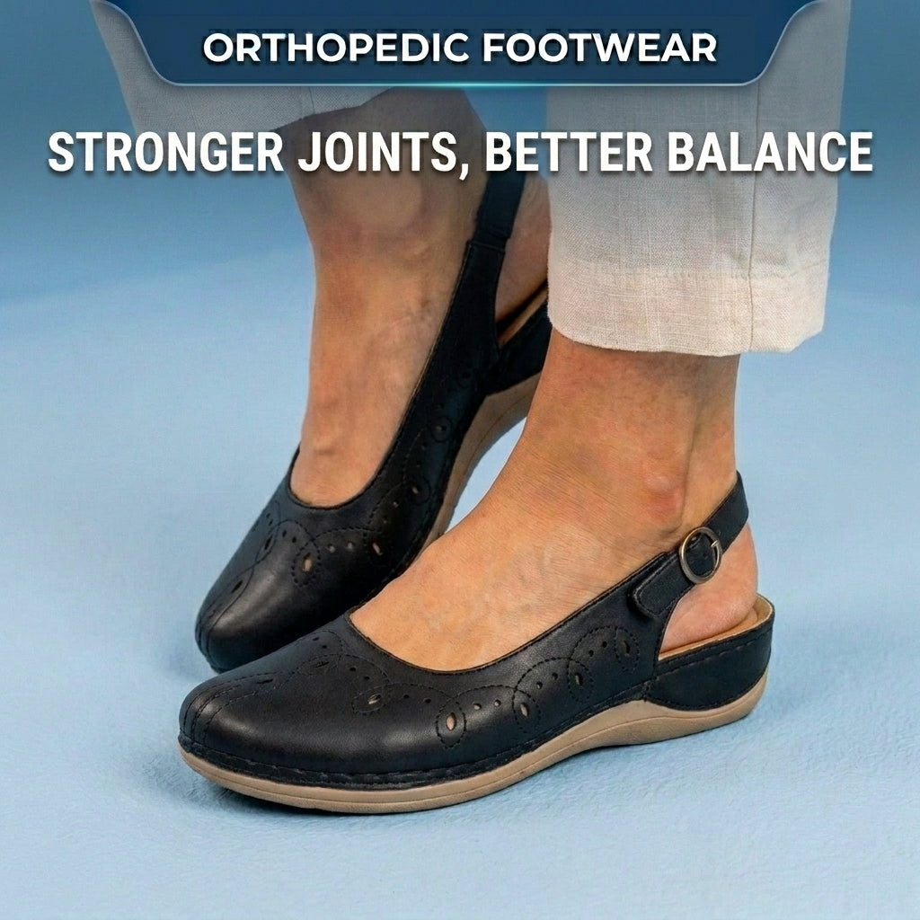 Orthopedic Suede Perforated Slip-On Flats - Scalloped Wave Detail
