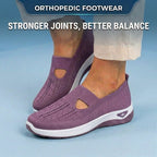 Orthopedic Knit Slip-On Wedge Sneakers - Cutout Teardrop Design & Rocker Sole