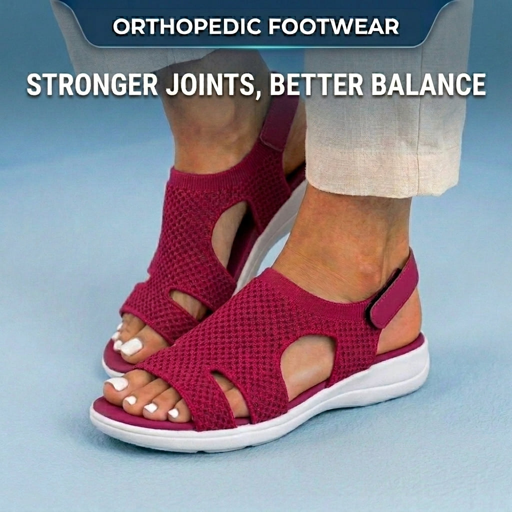 Orthopedic Knit Platform Sandals - Cutout Design & Slingback Strap