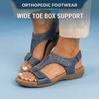 Orthopedic Leather Ankle-Strap Sandals - Contoured T-Bar Cork Footbed