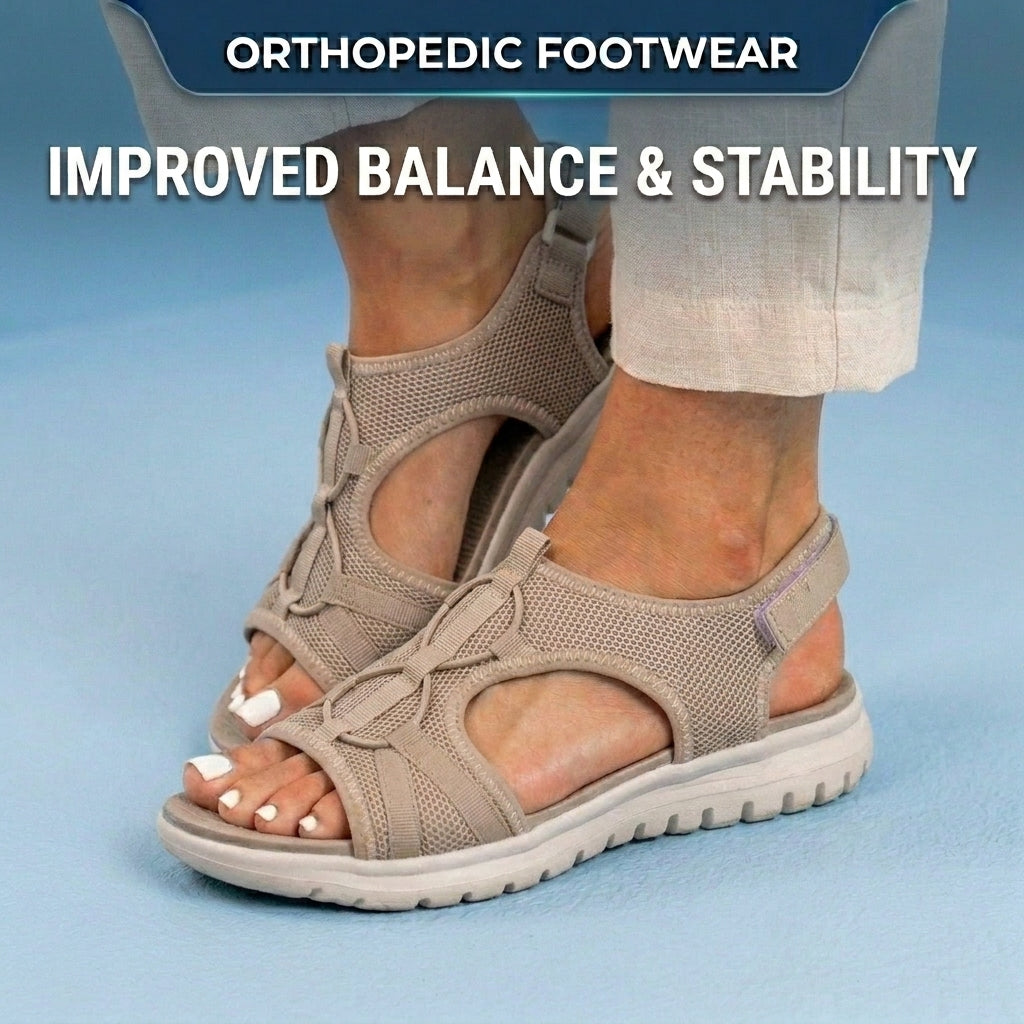 Orthopedic Mesh Sport Sandals - Buckle Closure & Treading Outsole
