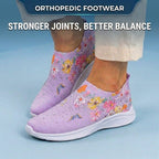 Orthopedic Knit Slip-On Sneakers - Butterfly & Floral Print & Crystal Embellishments