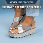 Orthopedic Platform Wedge Sandals - Metallic & Suede