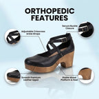 Orthopedic Leather Platform Heels - Crisscross Ankle Strap