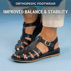 Orthopedic Leather Fisherman Sandals - Multi-Strap Buckle Closure