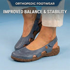 Orthopedic Leather Peep-Toe Flats - Side Cutout Detail