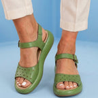 Orthopedic Leather Perforated Sandals – Adjustable Ankle Strap
