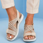 Orthopedic Mixed-Material Sandals - Crossover Straps & Dual-Tone Design