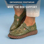 Orthopedic Leather Perforated Mary Janes - Floral Cutout T-Strap
