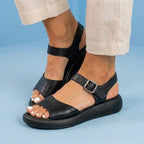 Orthopedic Leather Perforated Sandals – Adjustable Ankle Strap