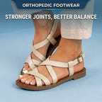 Orthopedic Leather Gladiator Sandals - Cross-Strap Ankle Buckle