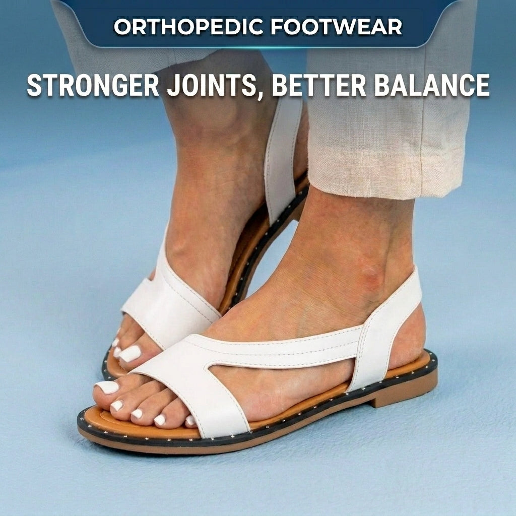 rthopedic Leather Studded Slide Sandals - Asymmetric Strap