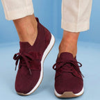 Orthopedic Mesh Athletic Sneakers - Breathable Knit Upper & Suede Panel Accents