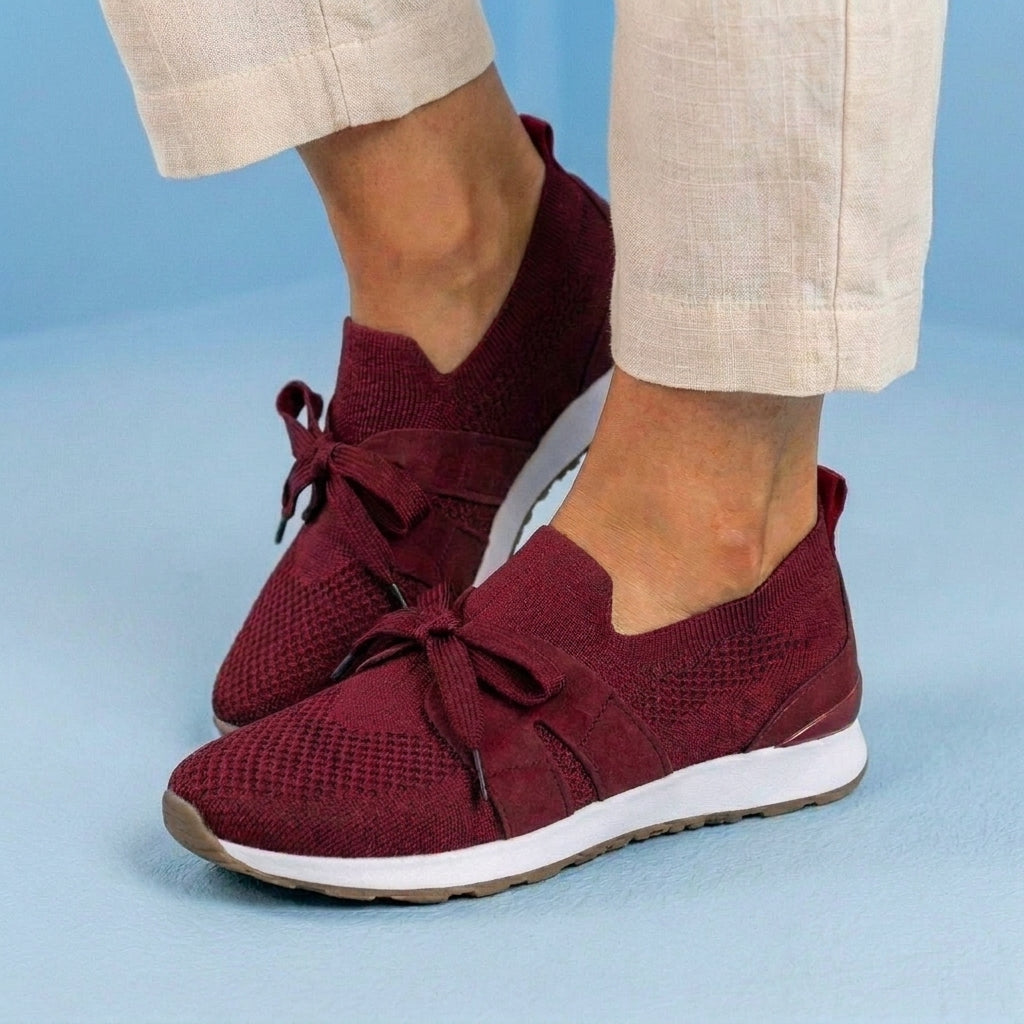 Orthopedic Mesh Athletic Sneakers - Breathable Knit Upper & Suede Panel Accents