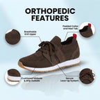 Orthopedic Mesh Athletic Sneakers - Breathable Knit Upper & Suede Panel Accents