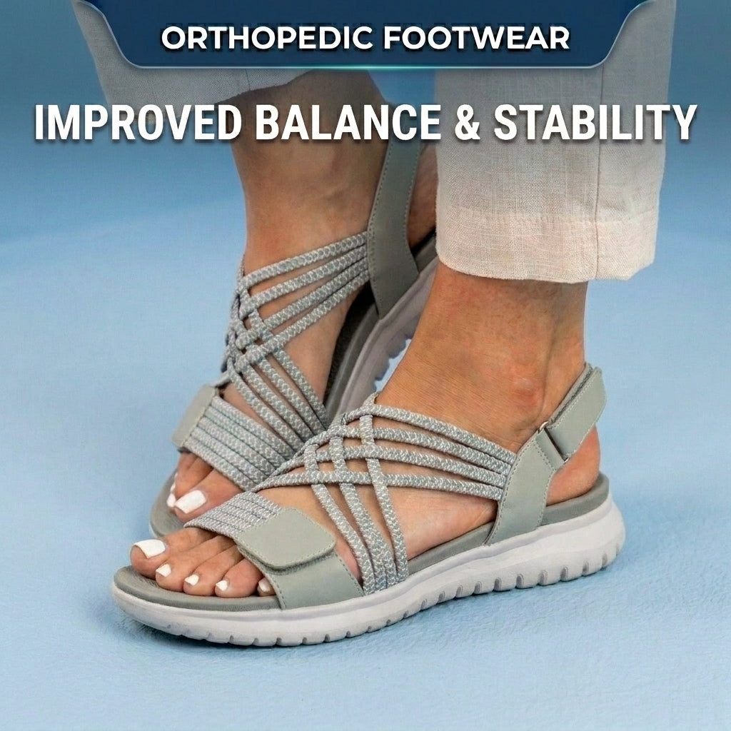 Orthopedic Mixed-Material Sandals - Crossover Straps & Dual-Tone Design