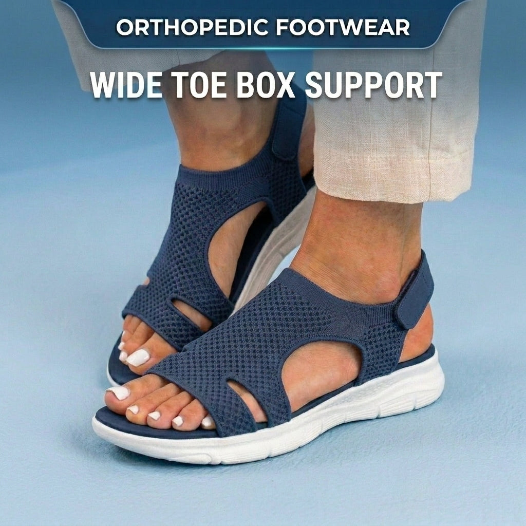 Orthopedic Knit Platform Sandals - Cutout Design & Slingback Strap