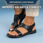 Orthopedic Leather Cutout Slide Sandals - Asymmetric Open Toe Design
